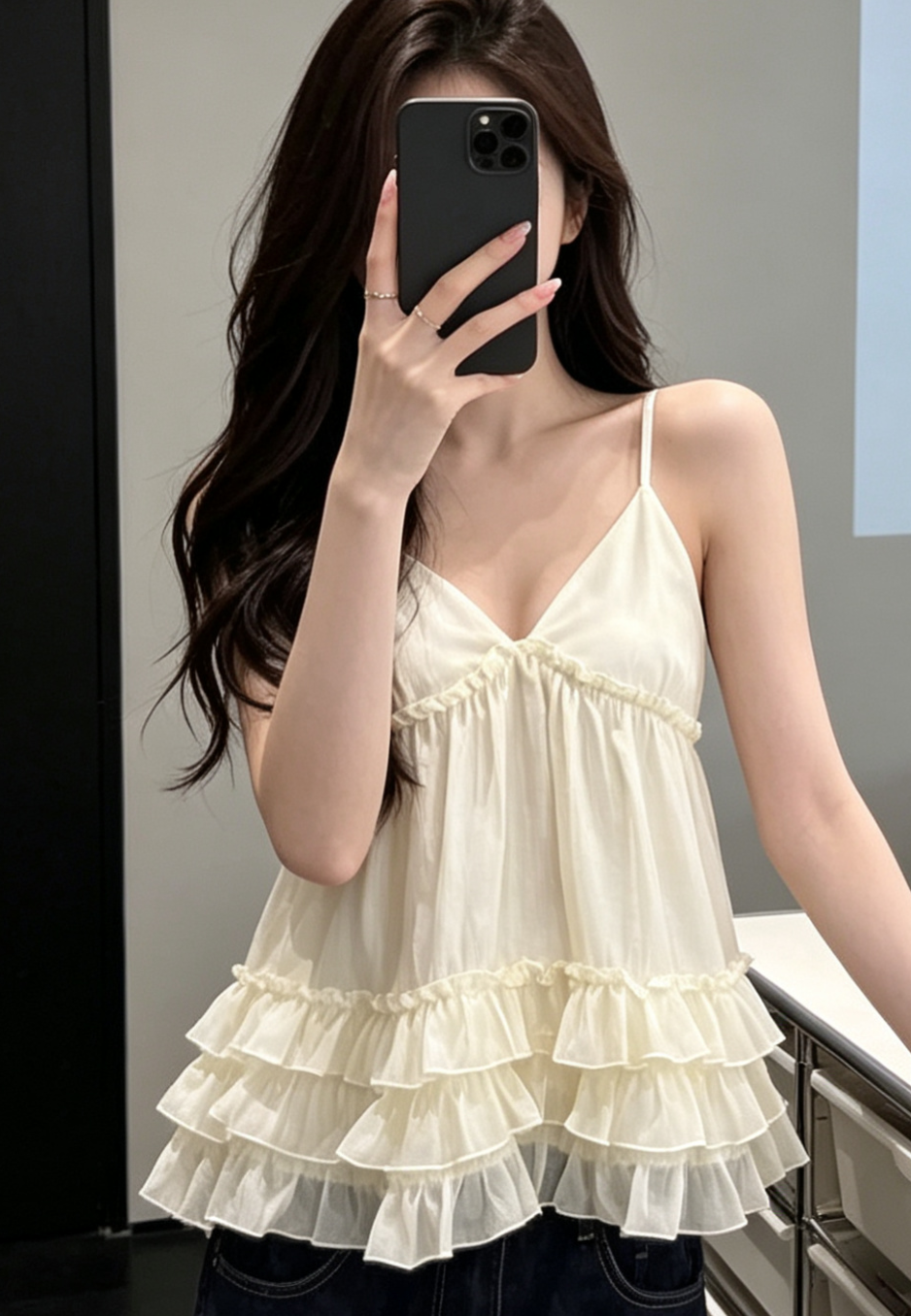 층 레이스 순수한 욕망 센스 슬립 한 부서 디자인 센스 맨위