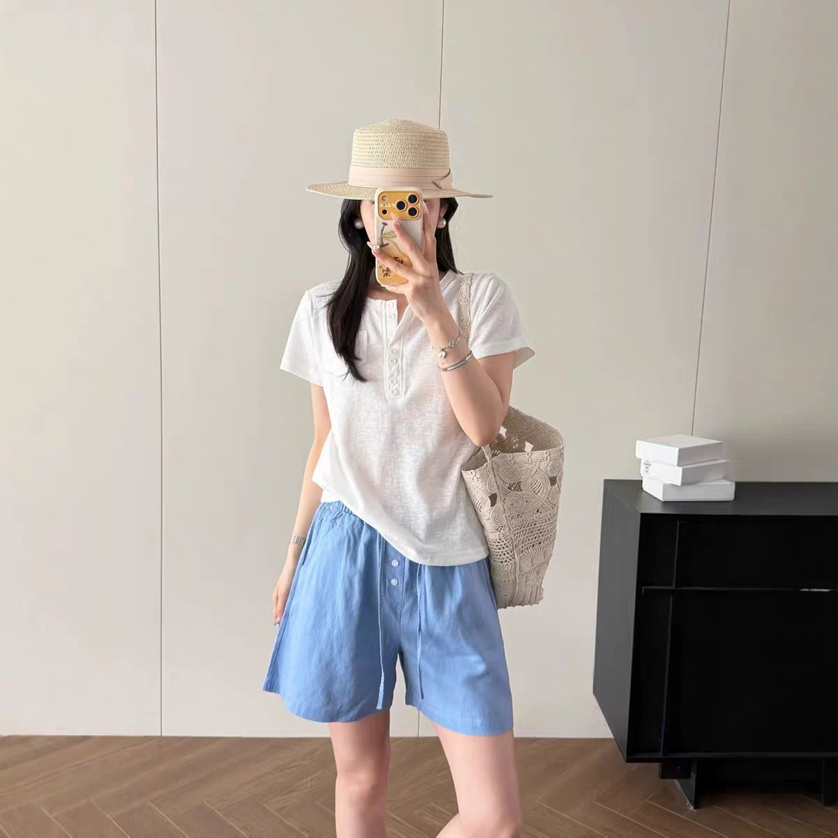한 부서 디자인 센스 루즈핏 캐주얼 하이웨이스트 넓은 다리가 짧다. 바지