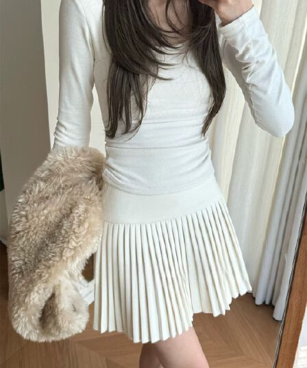 miu 부서 회색 미니 스커트 새로운 다용도 작은 키 A라인 스커트