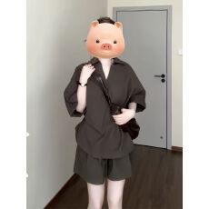 批发韩系慵懒风休闲<b class='q'>运动服</b>套装女夏季时尚高级感POLO衫<b class='q'>短袖</b>短裤两件套