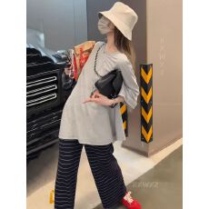 批发韩国2025<b class='q'>夏</b>季新款简约感慵懒风套装ins短袖+条休闲裤时尚两件套