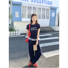 批发韩系蕾丝拼接印花短袖T恤阔腿休闲裤夏季新款时尚两件套女潮