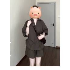 批发新款休闲运动套<b class='q'>装</b>女棕色百搭休闲纯色高级<b class='q'>显瘦</b>两件套