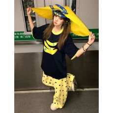 批发美式高街休闲<b class='q'>运动</b>套装<b class='q'>女</b>夏季时尚设计感撞色拼接短袖阔腿裤<b class='q'>两件</b>套