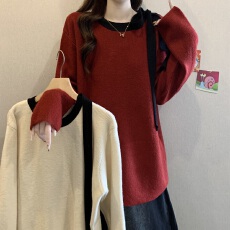 批发法式设计感系带针织<b class='q'>打底</b>衫女秋冬大码胖mm显瘦巨好看中<b class='q'>长款</b>毛衣