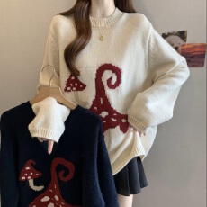 批发巨好看卡通刺绣毛衣内搭秋冬新款大码女装<b class='q'>胖</b><b class='q'>mm</b>遮肉显瘦针织衫上衣