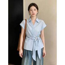 批发大码女装翻领假两件蕾丝拼接正肩衬衫女<b class='q'>春</b>夏胖mm遮肚显瘦藏肉衬衣