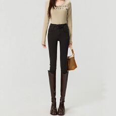 批发<b class='q'>休闲</b>通勤ins高腰铅笔牛仔裤女春秋季新款显瘦显高百搭小脚牛仔裤