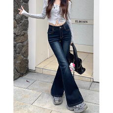 批发高街<b class='q'>韩版</b>ins微喇<b class='q'>牛仔裤</b><b class='q'>女</b>春秋季嘻哈风宽松显瘦水洗微喇<b class='q'>牛仔裤</b>子