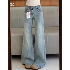 批发休闲通勤百搭微喇牛仔<b class='q'>裤</b>女春秋季新款显瘦时尚喇叭拖地牛仔<b class='q'>裤</b>潮