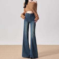 批发设计感街头<b class='q'>个性</b>微喇牛仔裤女春秋季新款<b class='q'>时尚</b>显瘦喇叭拖地牛仔裤潮