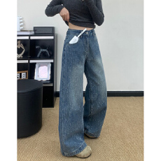 批发个性街头设计感爆款带钻<b class='q'>镶钻</b><b class='q'>牛仔裤</b>女春秋新款显瘦时尚拖地<b class='q'>牛仔裤</b>