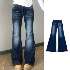 高街设计感百搭微喇牛仔裤女春秋季新款时尚显瘦拖地微喇牛仔裤潮