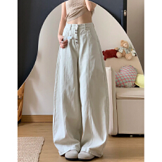 批发慵懒风百搭阔腿牛仔裤女<b class='q'>春</b>秋新款时尚显瘦显高宽松ins直筒牛仔裤