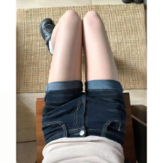 批发潮流ins简约直筒<b class='q'>短裤</b>热裤牛仔裤女春夏季新款显瘦设计感卷边<b class='q'>短裤</b>