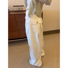 批发原宿风气质休闲阔腿牛仔裤女<b class='q'>春秋</b>季新款宽松时尚ins潮直筒牛仔裤