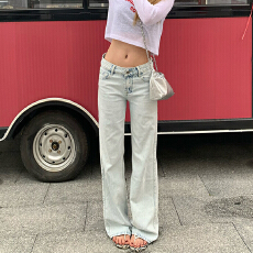 批发美式街头百搭ins直筒牛仔裤女<b class='q'>春秋</b>季新款个性时尚直筒牛仔裤子潮