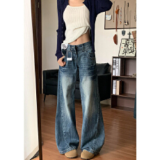 批发韩版街头韩版微喇牛仔裤女春秋季新款显高<b class='q'>时尚</b>垂感微喇牛仔裤潮