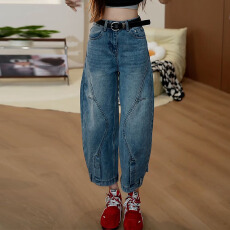 批发设计感<b class='q'>哈伦</b><b class='q'>牛仔</b>裤女春秋季新款薄款高腰百搭个性九分<b class='q'>哈伦</b><b class='q'>牛仔</b>裤潮