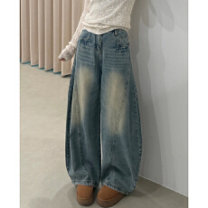 批发设计感阔腿牛仔裤女<b class='q'>春</b>秋季新款高腰宽松垂感时尚拖地牛仔裤潮