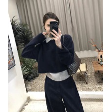 批发秋冬慵懒感撞色减龄POLO领2025短款长袖背心两件套毛衣