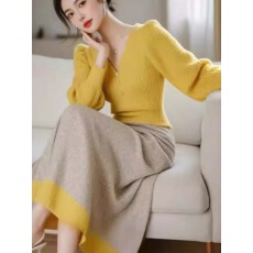 批发韩系穿搭减龄气质女神范针织衫别致绝美洋气舒适休闲百搭v领毛衣