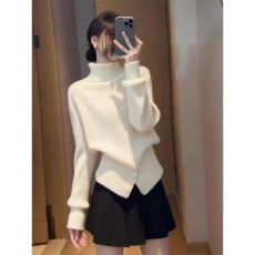 批发秋冬<b class='q'>新款</b>高领软糯保暖毛衣女慵懒风高级感内搭洋气减龄针织衫上衣