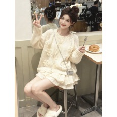 批发2025秋冬韩系穿搭一整套气质奶呼呼针织毛衣针织短裙温柔风套装女