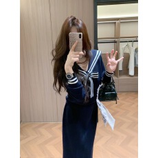 批发新款设计感小众学院风<b class='q'>海军</b>领JK<b class='q'>制服</b>长袖针织开衫上衣半裙套装女