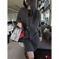 批发新款麻花毛衣针织套头新款时尚搭配短裙百搭轻奢两件套装