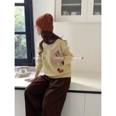 批发奶fufu<b class='q'>宽松</b>软糯毛衣女秋冬慵懒风圆领套头长袖针织衫内搭打底上衣