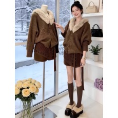 批发小香风气质毛领软糯针织<b class='q'>开衫</b>女装2025冬季新款百搭巨好看毛衣外套