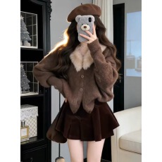 批发小香风气质毛领软糯针织<b class='q'>开衫</b>女装2026秋冬新款百搭巨好看毛衣外套