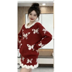 批发慵懒风气质<b class='q'>甜美</b>蝴蝶花边毛衣短裙女装2026春季新款法式绝美套装裙