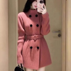 巨好看冬装流行小香风小个子气质特别漂亮掐腰高级感针织连衣裙女