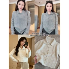 批发灰色慵懒风单排扣<b class='q'>长袖</b>针织开衫女2025秋冬季新款<b class='q'>大码</b>显瘦翻领毛衣