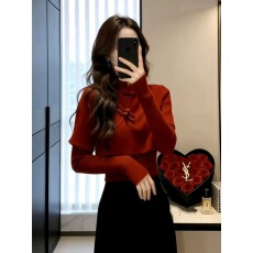 批发新中式红色毛衣套装女2026秋冬新款跨年新年穿搭斗篷式针织衫上衣