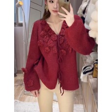 批发设计感超好看立体花朵毛衣外套小香风<b class='q'>短款</b>针织开衫女2025秋季新款