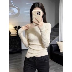 批发纯欲风白色斜肩长袖打底衫女2026<b class='q'>冬</b>韩系高级感收腰显瘦性感风上衣