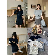 批发简约百搭夏季<b class='q'>针织衫</b>女新款学院风修身短袖条纹上衣