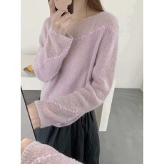 批发春款宽松慵懒风V领遮肉套头松弛感V领显瘦毛衣