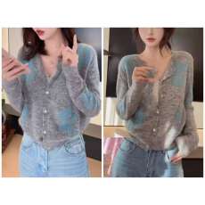 批发韩式撞色花朵设计<b class='q'>圆领</b><b class='q'>针织</b>衫女2026春季新款洋气减龄防晒上衣<b class='q'>开衫</b>