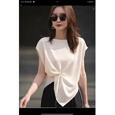 批发40支92棉8氨纶抖音质量大码女装<b class='q'>不规则</b>螺纹短袖T恤女 M-4XL