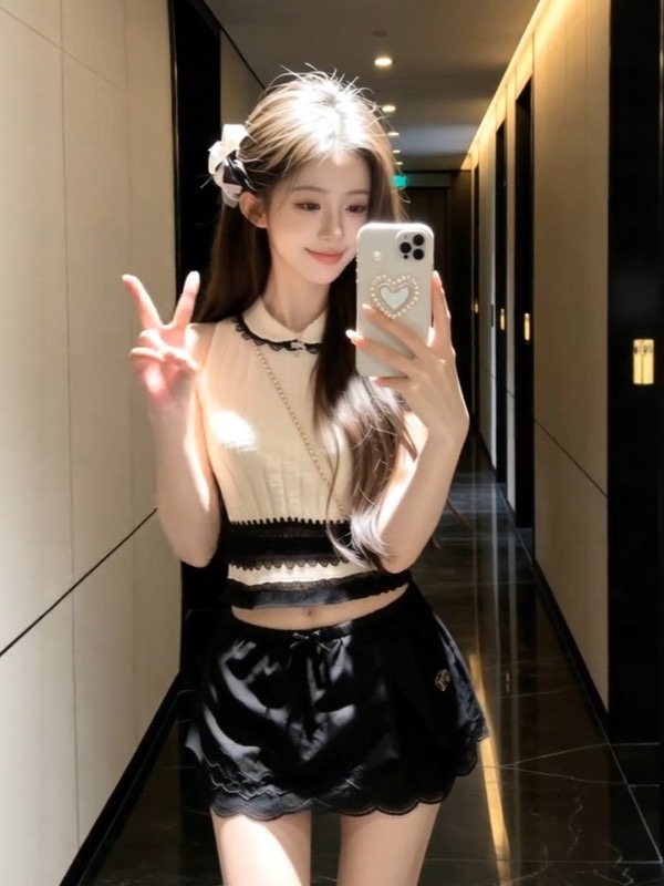 프랑스식 품격 베이비 칼라 핫걸 레이스 니트 조끼 여성 의류 2026 여름 새로운 작은 샤넬 스타일 아름다운 맨위