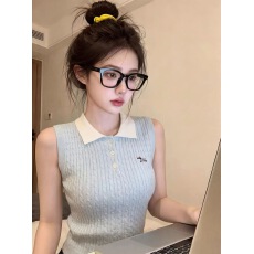 批发甜美小狗刺绣针织背心<b class='q'>女</b>2026夏季新款减龄乖巧上衣