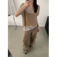 批发针织上衣短袖薄款百搭夏季薄款设计感假两件宽松休闲<b class='q'>针织衫</b>