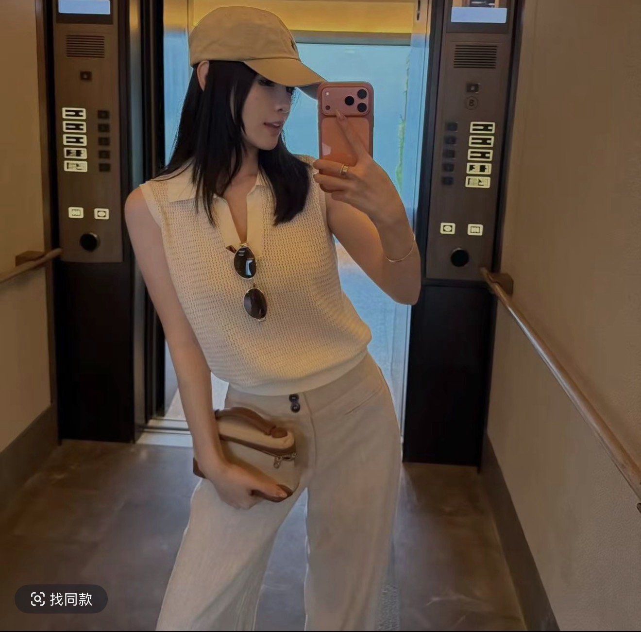 lemonchen 프랑스식 홀로우 아웃 POLO 칼라 여성 여름 슬림해 보이는 민소매 어깨 만나는 니트 조끼