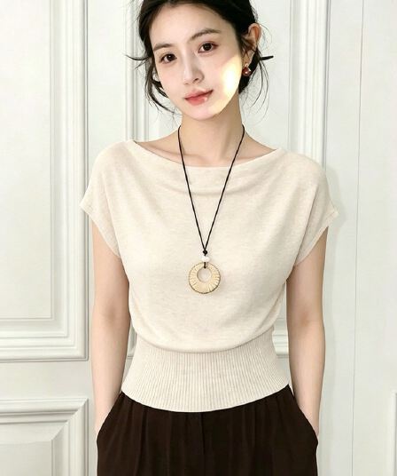 프랑스식 고유 한 아름다운 오프숄더 허리 수축 배트윙 소매 티셔츠 여성 여름 사소한 프로 피부 통기성 고급 센스 맨위