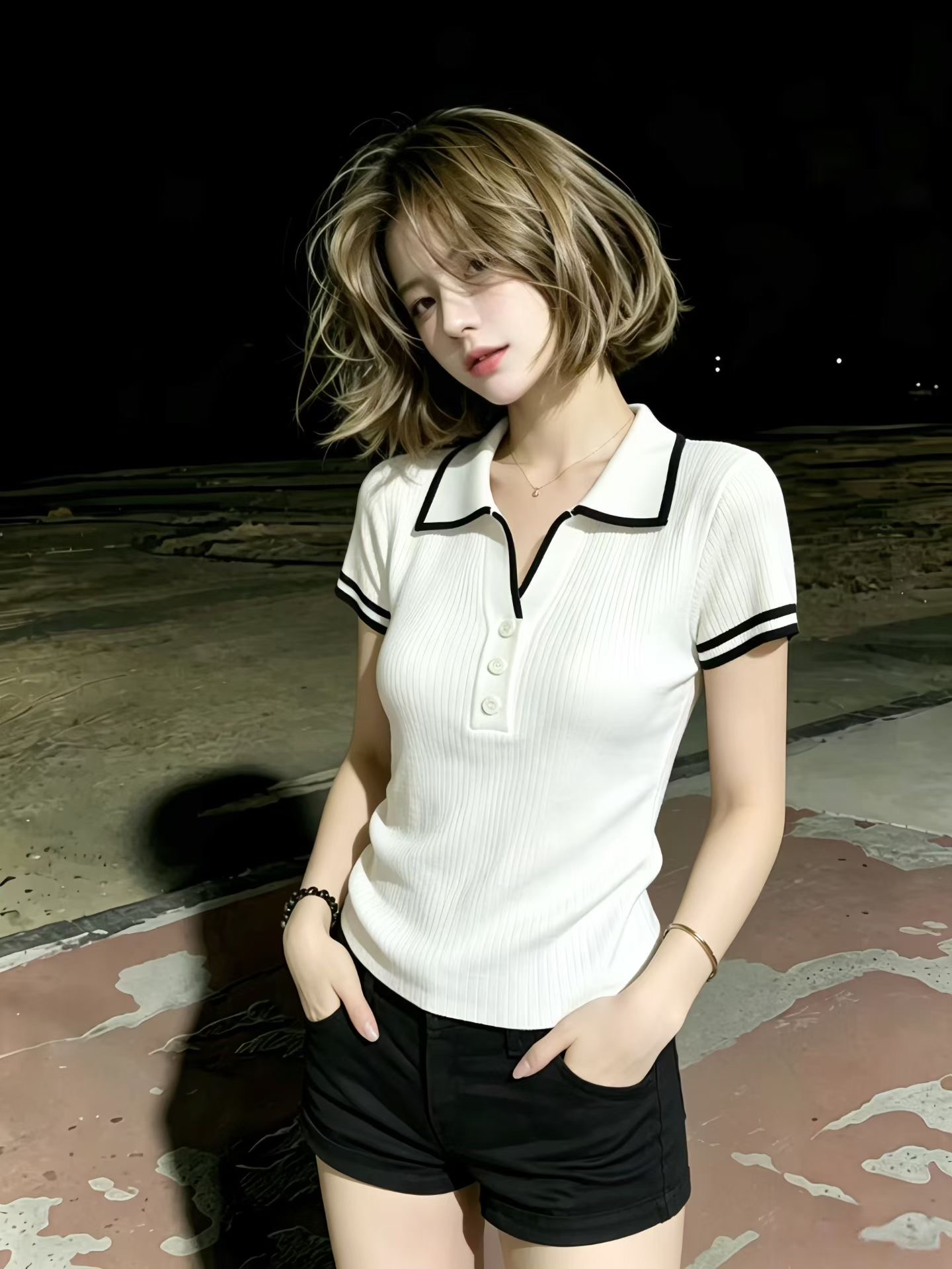 qiauuu ~을 통해 근육 블루 소나무 돌 섹시함 고급 센스 슬림해 보이는 홀로우 아웃 니트 행침 목 타이트 스커트 반신 치마 세트