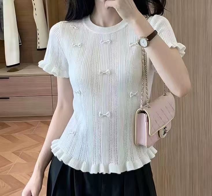원본 블라우스 원단 높은 품질 여성 의류 여름 디자인 센스 작은 대중 스택 착용 레이스업 술